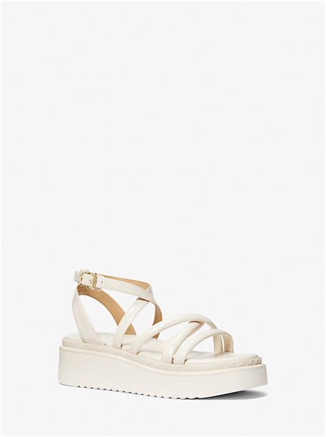 Issa Faux Patent Leather Flatform Sandal 